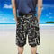 Img 3 - Men Beach Pants Mid-Length Sporty Casual Cotton Blend Printed Cultural Style Green Home Beachwear
