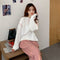 IMG 120 of Korean Long Sleeved Sweatshirt Women Student Round-Neck Thin Loose BF Tops Outerwear