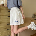 IMG 120 of Cotton Summer Korean Loose Lazy Wide Leg Pants Casual Elastic Waist Shorts Women Shorts