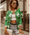 Popular Slim Look Long Sleeved Printed Short Jacket Cardigan Women Outerwear