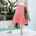 Img 15 - Summer Korean College Spliced Chequered Flare Women Mid-Length A-Line Skirt