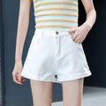 Img 6 - Black Denim Shorts Women High Waist Slim Look Summer Loose All-Matching Folded A-Line Wide Leg Hot Pants