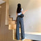 IMG 124 of Chequered Printed Wide Leg Pants Women Summer Plus Size High Waist Straight Loose Drape Floor Length Long Pants