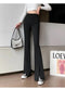 IMG 112 of Splitted Casual Pants Women Alphabets High Waist Slim Look Drape Ice Silk Wide Leg Western insLong Pants