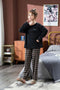 IMG 147 of Chequered Sets Pajamas Women Cartoon Loose Long Sleeved Casual Korean Color-Matching Loungewear Outdoor Sleepwear