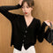 Long Sleeved Thin Matching Knitted Cardigan Women All-Matching V-Neck Elegant Short Tops Sweater Outerwear