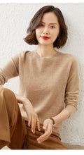 IMG 103 of Long Sleeved Wool Knitted Sweater Women Korean Slim Look Round-Neck Undershirt Outerwear