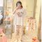 Southeast Asia Pajamas Women Summer Short Sleeve Long Pants Thin Three-Piece Loose Plus Size Adorable Cartoon Loungewear Sleepwear