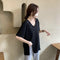 IMG 107 of Lazy Plus Size Loose Splitted Short Sleeve T-Shirt Women Korean Popular insSolid Colored Tops All-Matching Undershirt T-Shirt