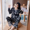 ins Long Sleeved Cardigan Replica Women Pajamas Lapel Silk Loungewear Sets Sleepwear