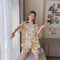 Pajamas Women Summer Short Sleeve Shorts Cartoon Casual Outdoor Round-Neck Loungewear Sets Sleepwear