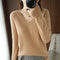 Women Pullover Slim Look Solid Colored Long Sleeved V-Neck Matching Sweater Outerwear