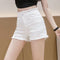 Img 4 - White Ripped Denim Shorts Women Summer High Waist Outdoor Stretchable Slim Look Fitted Burr Hot Pants