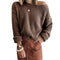 Img 4 - Europe Women Solid Colored Loose Oblique Collar Short Tops Long Sleeved Knitted Sweater