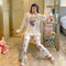 IMG 128 of Pajamas Women Sleeve Length Pants Korean Cartoon Loose Plus Size Adorable Two-Piece Sets Loungewear Sleepwear