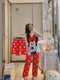 Pajamas Women Summer Thin Short Sleeve Sweet Look Adorable Cartoon Mickey Mouse Three-Piece Loungewear Sets Sleepwear