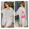 Adorable Shirt Pajamas Women Summer Long Sexy Silk Pyjamas Short Sleeve Thin Korean Boyfriend Loose Outdoor Sleepwear