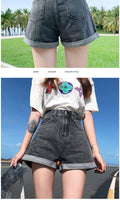 IMG 114 of Popular Denim Shorts Women Summer High Waist Slim Look Loose All-Matching Wide Leg Outdoor A-Line Hot Pants Shorts