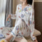 IMG 120 of Pajamas Women Adorable Cartoon Long Sleeved Loose Thin Loungewear Two-Piece Sets Outdoor Sleepwear