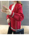 IMG 115 of Student Korean Pocket Sweater Women Loose V-Neck Long Sleeved Matching Knitted Cardigan Outerwear