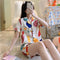 Popular Strawberry Pajamas Women Summer Silk Two-Piece Sets Short Sleeve Thin Outdoor Loungewear Sleepwear