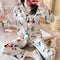 ins Long Sleeved Cardigan Replica Women Pajamas Lapel Silk Loungewear Sets Sleepwear