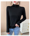 IMG 143 of Black Round-Neck Half-Height Collar Undershirt Women Slim Look Solid Colored Under Long Sleeved Tops Outerwear