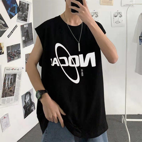 Men Tank Top Trendy Hip-Hop Stylish Summer Young Sporty Vest Matching Tops Thin Printed te Tank Top