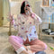 Popular Streaming Pajamas Women Lapel Cotton Long Sleeved Trendy Western Cardigan Loungewear Sets Sleepwear