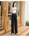 IMG 103 of Ice Silk Wide Leg Pants Women Summer Korean Drape Loose High Waist Elastic Thin Straight Jeans Long Casual Pants