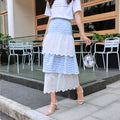 Img 10 - Summer Korean College Spliced Chequered Flare Women Mid-Length A-Line Skirt