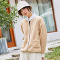 Img 3 - Women Thick Slim Look Round-Neck Zipper Long Sleeved Loose Warm Tops Cardigan