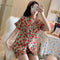 Popular Strawberry Pajamas Women Summer Silk Two-Piece Sets Short Sleeve Thin Outdoor Loungewear Sleepwear