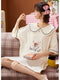 IMG 115 of Pyjamas Women Summer Korean Doll Collar Pajamas Adorable Cartoon Mid-Length Loungewear Outdoor Sleepwear