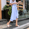 Img 6 - Summer Korean College Spliced Chequered Flare Women Mid-Length A-Line Skirt