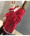 IMG 116 of Student Korean Pocket Sweater Women Loose V-Neck Long Sleeved Matching Knitted Cardigan Outerwear