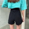 IMG 132 of Hong Kong Vintage Ripped Loose Denim Shorts Women Summer Slim Look High Waist Hot Pants Shorts