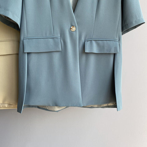 IMG 133 of Sets Korean Short Sleeve Blazer Tops Splitted Skirt Outerwear