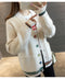 IMG 106 of Women Trendy Matching Knitted Cardigan Short Korean Loose Sweater Long Sleeved Outerwear