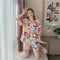 Pajamas Women Summer Short Sleeve Shorts Cartoon Casual Outdoor Round-Neck Loungewear Sets Sleepwear