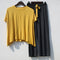 Img 7 - Loungewear Women Modal Two-Piece Sets Outdoor Loose Casual T-Shirt Wide Leg Pants Popular Color-Matching