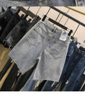 IMG 109 of Ripped Denim Shorts Women Burr Plus Size High Waist Slim Look A-Line Bermuda Summer Loose Thin Shorts
