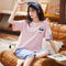 Pajamas Women Summer Short Sleeve Cropped Pants Sets INS Women Cartoon Popular Trendy Loungewear Sleepwear