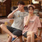 Img 2 - Summer Couple Pajamas Cotton Short Sleeve Shorts Men Cartoon Women Loungewear Sets Non