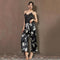 Summer Women Thin Sexy Pajamas Strap Long Pants Wide Leg Outdoor Loungewear