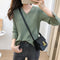 V-Neck Long Sleeved WomenLoose Stretchable Slim-Look Tops Sweater