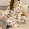 insPajamas Women Korean Sweet Look Adorable Popular Long Sleeved Cardigan Teens Casual Pants Loungewear Sets Sleepwear