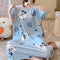 Summer Cartoon Printed Pajamas Loose Pocket Plus Size Loungewear Dress Women Sleepwear