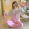 Pajamas Women Korean Cartoon Loose Thin Young Sweet Look Loungewear Outdoor Sleepwear