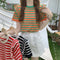 IMG 103 of Summer Korean Color-Matching Striped Short Sleeve Round-Neck Sweater Tops Women Outerwear